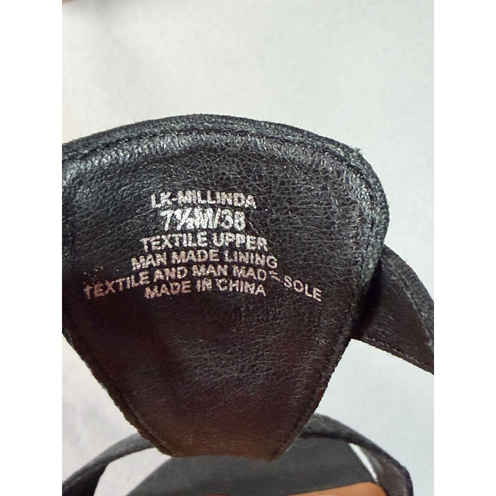 Lucky Brand Millinda‎ T-Strap Espadrille Wedge Sandals Womens Black 7.5 Boho - Picture 6 of 7